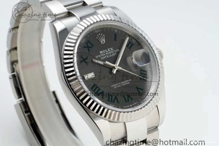 AAA Replica Watches Green 904L on 126334 Gray 41 2285 Steel Bracelet 1:1 Best Edition Dial VR NTF ZeroBulk DateJust Roman Oyster 0122